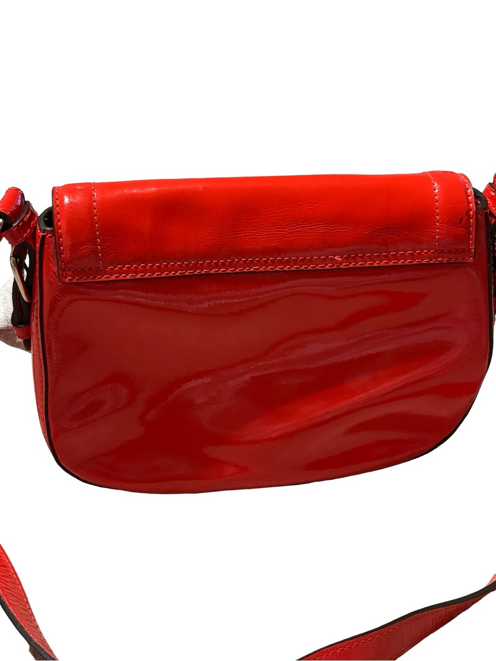 Kate Spade Red Patent Leather Crossbody Shiny red statement Bag polka dot lined - Picture 9 of 9